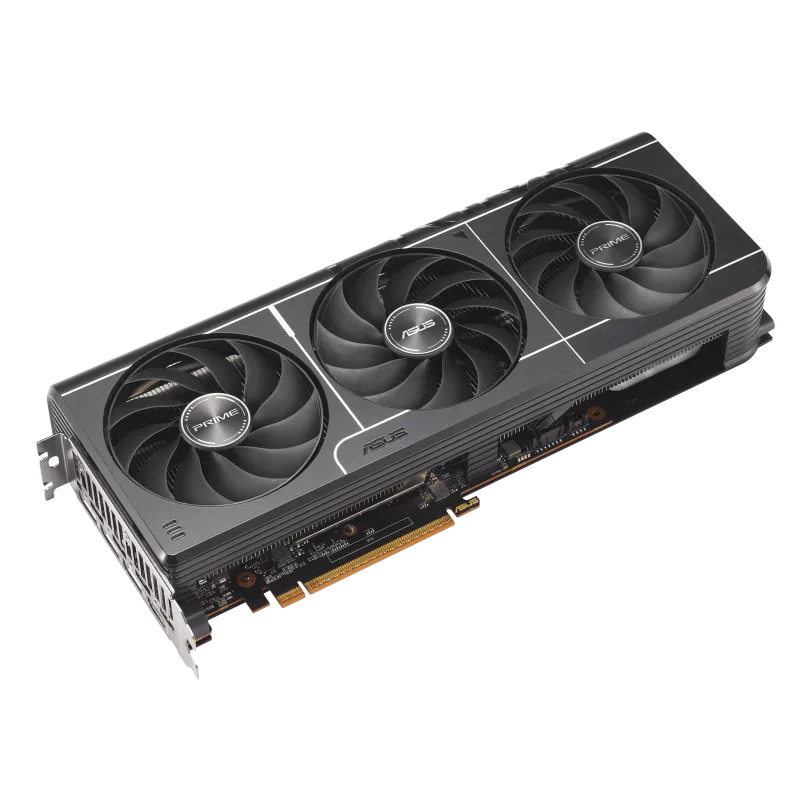 ASUS Prime Radeon RX 9070 XT OC Edition cuenta con tres ventiladores axial-tech y una almohadilla térmica GPU de cambio de fase para una refrigeración suprema.