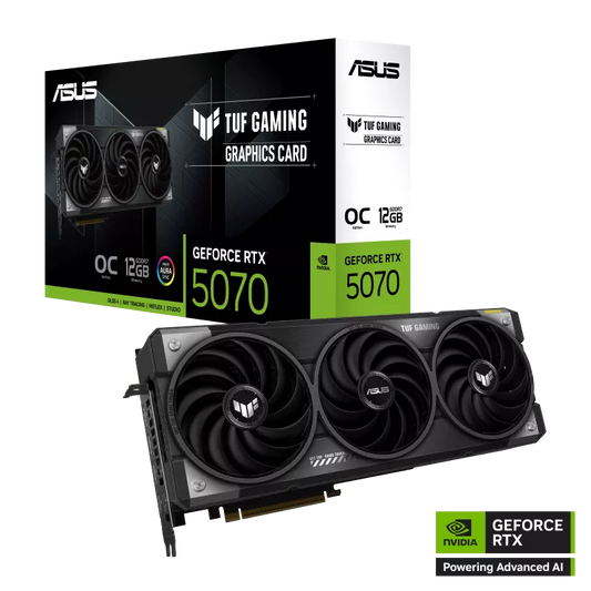 ASUS TUF Gaming GeForce RTX™ 5070 OC Edition 12 GB GDDR7 con componentes de grado militar, temperaturas más bajas y durabilidad mejorada