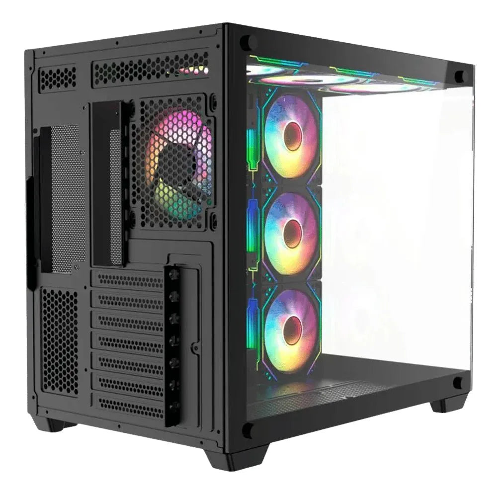 Chasis Iceberg Crystal Cube S Black / Diseño Cube / Vidrio Templado / ARGB