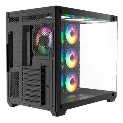 Chasis Iceberg Crystal Cube S Black / Diseño Cube / Vidrio Templado / ARGB