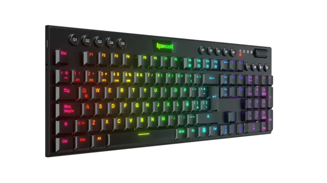 TECLADO MECANICO REDRAGON HORUS K618-RGB SWITCH RED / 100% / INALAMBRICO / NEGRO
