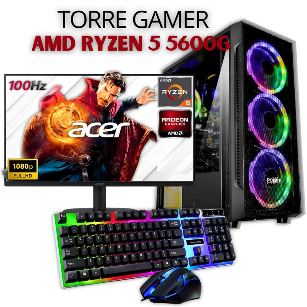 PC GAMER RYZEN 5 5600G | MONITOR 22” FHD 100Hz | RAM 16GB | SSD 512GB | A520M