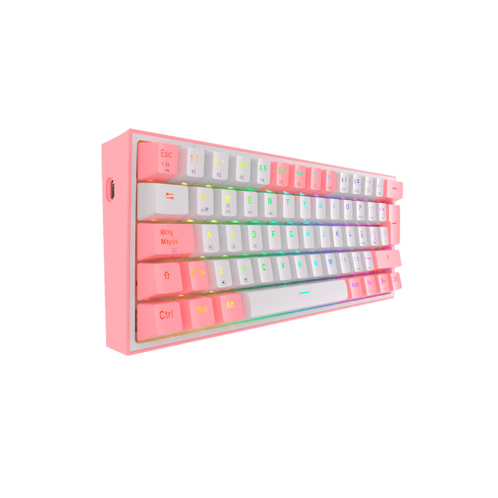 TECLADO MECANICO REDRAGON K616-RGB FIZZ PRO 60% / SWITCH RED / BLANCO - ROSA