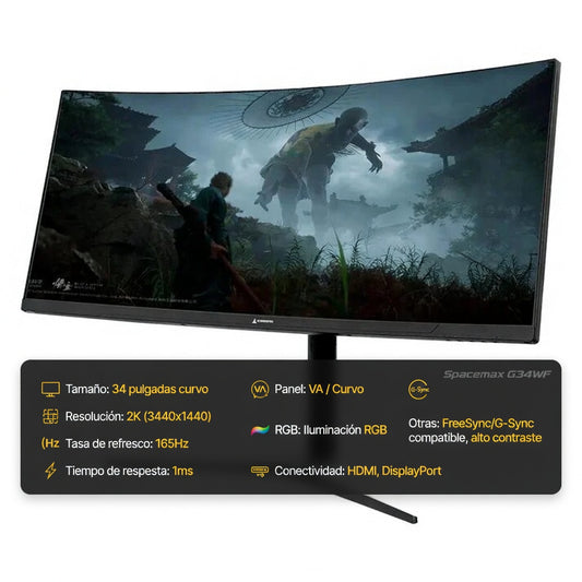 MONITOR GAMER SPACEMAX G34WF 34" 165HZ   -  2K 1MS RGB