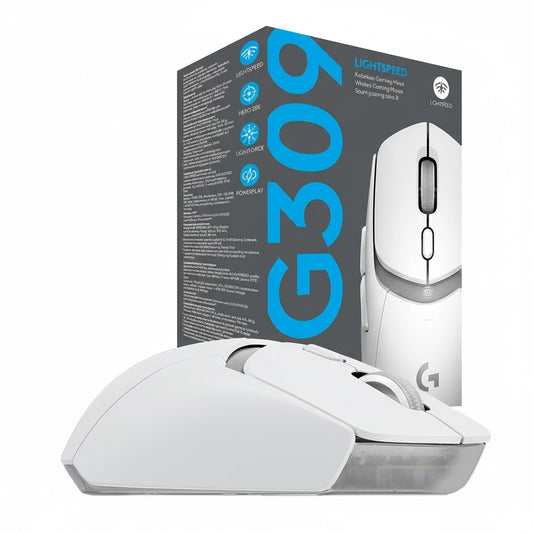 Mouse Logitech G309 White – Inalámbrico / LIGHTFORCE Hybrid / HERO 25K / 300h / 6 Botones