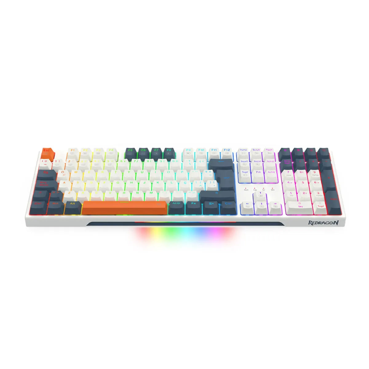 TECLADO GAMER REDRAGON TRUNDLE ( K668WBO-RGB ) SPAIN| LED-RGB | USB - C | SWITCH RED