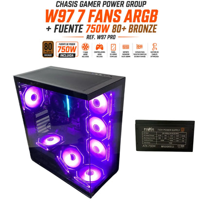 CHASIS  POWER 7 FANS RGB  W97 / BLACK