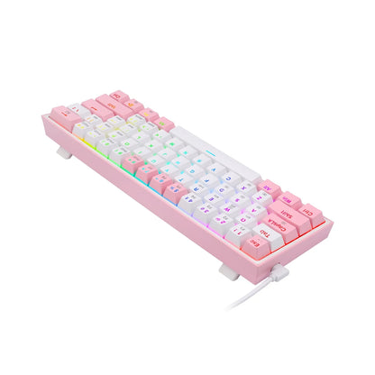 Teclado Mecánico Redragon K616-RGB-SP WP Fizz Pro 60% / Switch Red / Blanco-Rosa