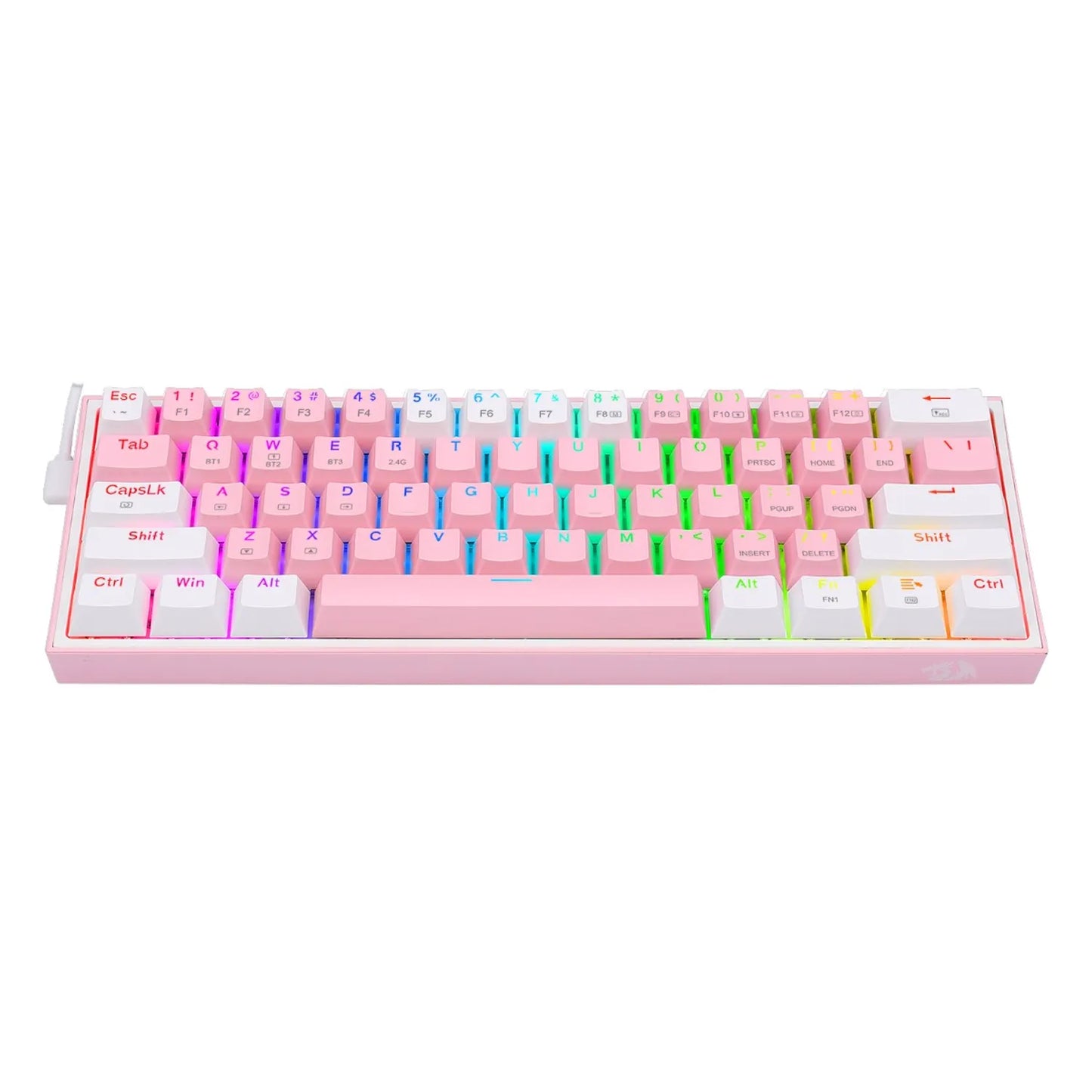Teclado Mecánico Redragon K616-RGB-SP PW Fizz Pro 60% / Switch Red / Rosado-Blanco