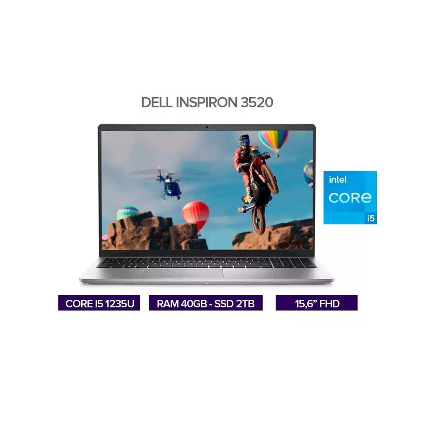 PORTATIL DELL INSPIRON 3520 15.6" FHD INTEL CORE I5 1235U RAM 40GBDDR4 SSD 2TB / COMBO TECLADOYMOUSE