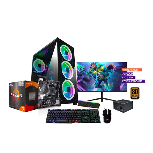PC Gamer Ryzen 7 5700G / 32GB Ram / SSD 2.5TB / Monitor 27” 165Hz
