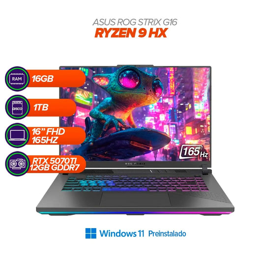 PORTATIL GAMER ROG STRIX G16 RYZEN 9 8940HX /RAM 16GB/1TB /RTX 5070 TI
