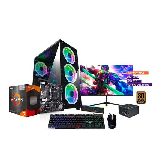 PC Gamer Ryzen 7 5700G / 40GB Ram / SSD 1.5TB / Monitor 27” 165Hz