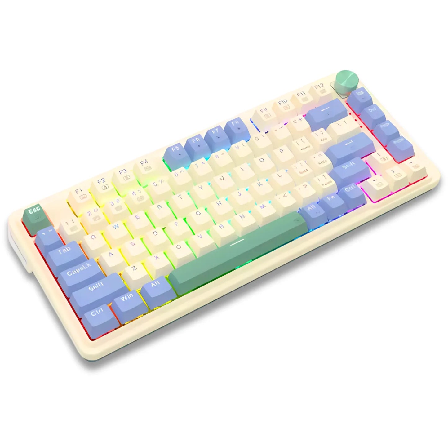 TECLADO REDRAGON UCAL PRO K673CPG RGB PRO SP / CREMA PURPURA VERDE