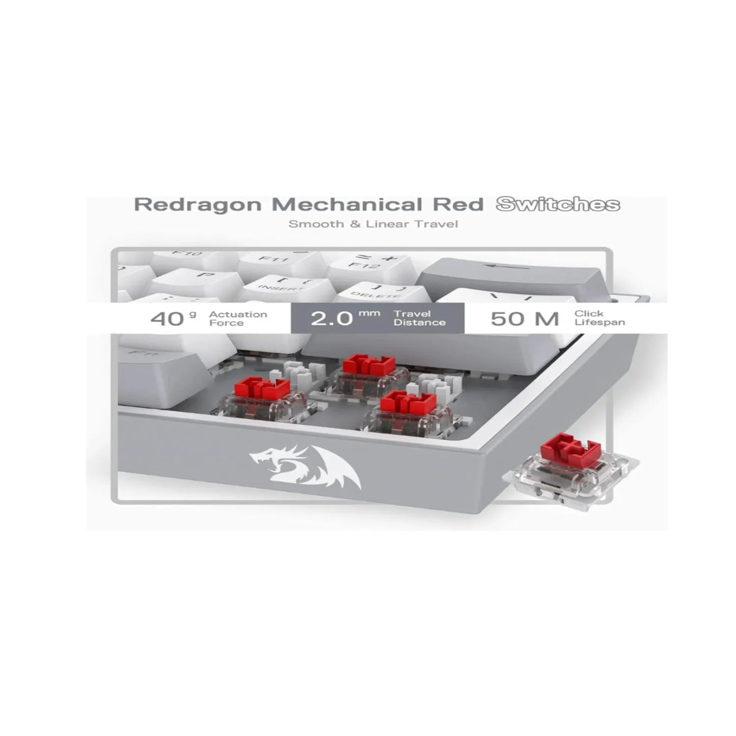 Teclado Mecánico Redragon K616-RGB Fizz Pro 60% / Switch Red / Blanco - Gris