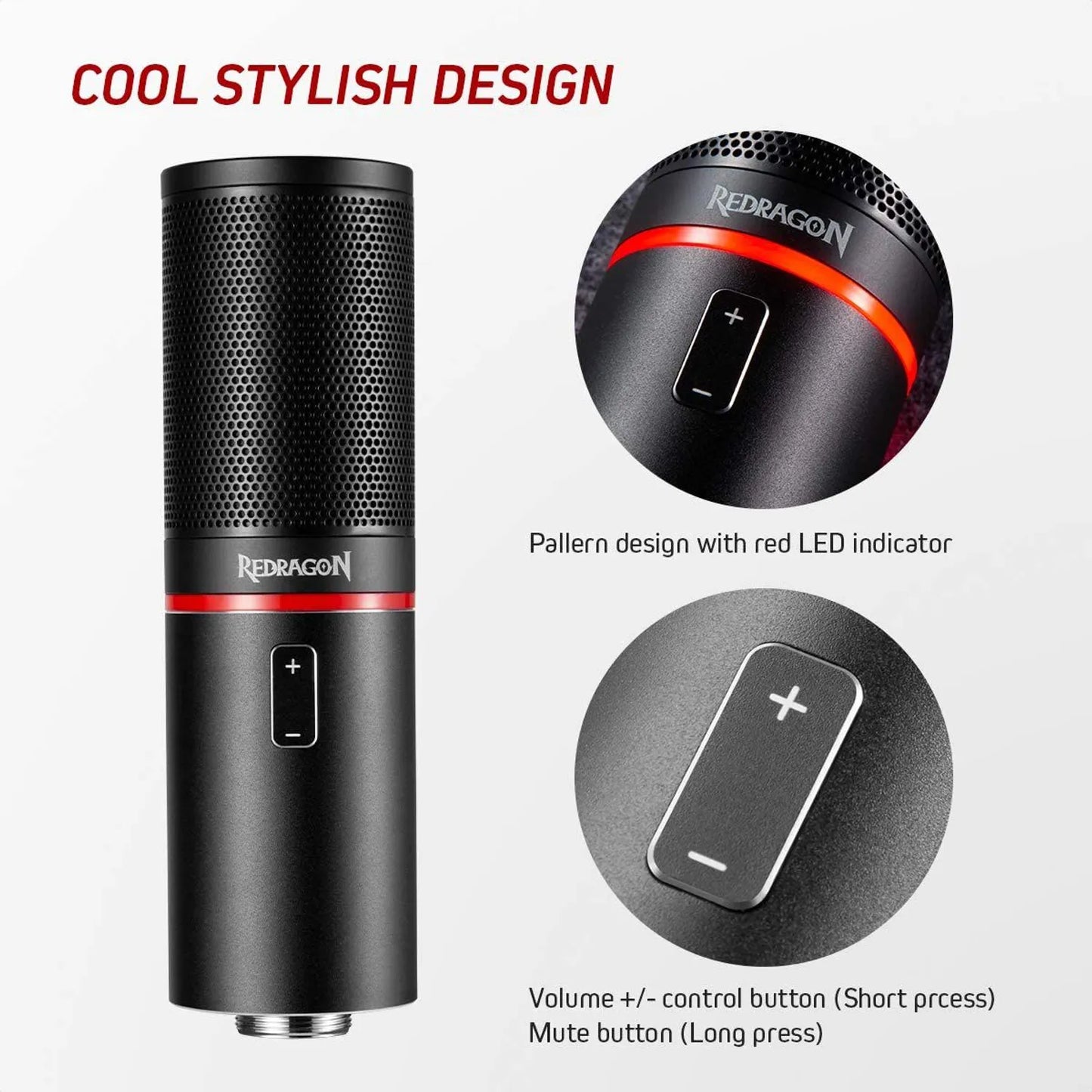 Micrófono Redragon Blazar GM300 Black / Control de Volumen y Mute / Sonido Profesional