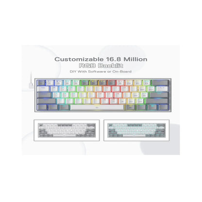 Teclado Mecánico Redragon K616-RGB Fizz Pro 60% / Switch Red / Blanco - Gris