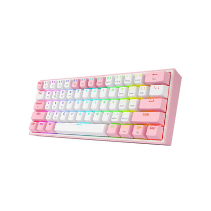 Teclado Mecánico Redragon K616-RGB-SP WP Fizz Pro 60% / Switch Red / Blanco-Rosa