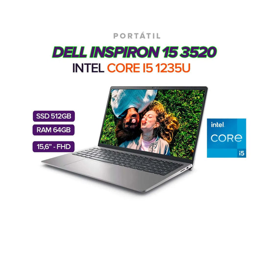 PORTATIL DELL INSPIRON 3520 15.6" INTEL CORE I5 1235U 64GB/ SSD 512GB M.2 / COMBO TECLADO Y MOUSE