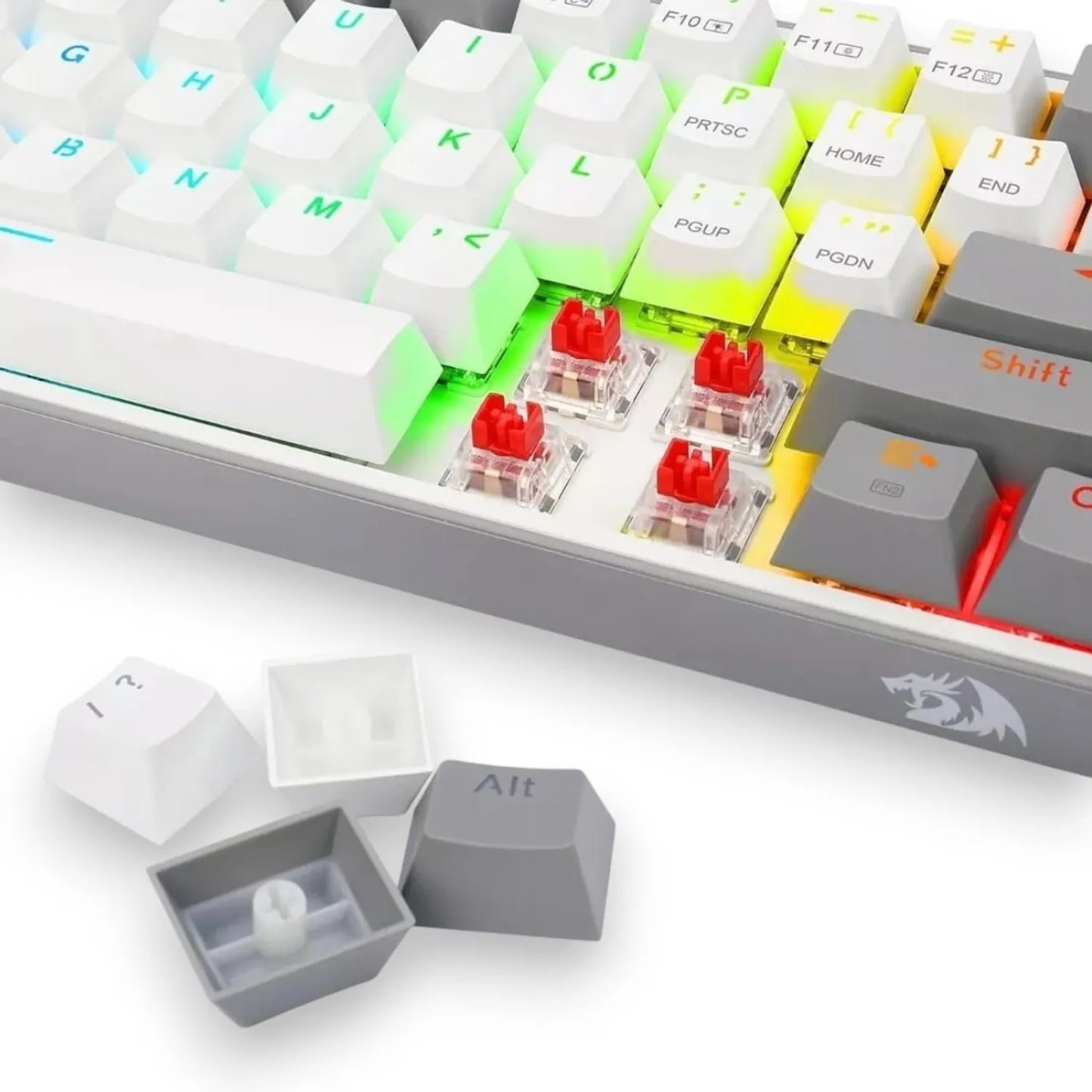 Teclado Mecánico Redragon K616-RGB Fizz Pro 60% / Switch Red / Gris-Blanco