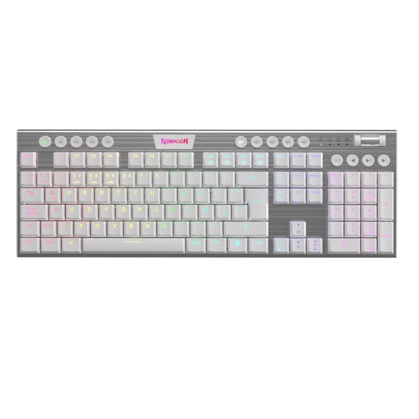 Teclado Mecánico Inalámbrico Redragon Horus K618W-RGB / Switch Red / Blanco