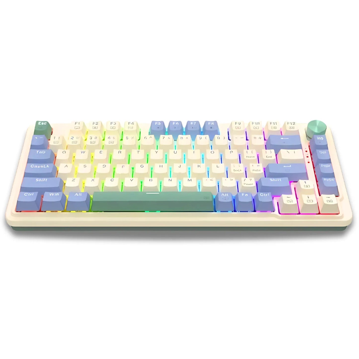 TECLADO REDRAGON UCAL PRO K673CPG RGB PRO SP / CREMA PURPURA VERDE