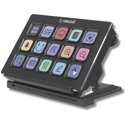 BOTONERA DIGITAL REDRAGON SS550 STREAMCRAFT 15 BOTONES LCD NEGRO